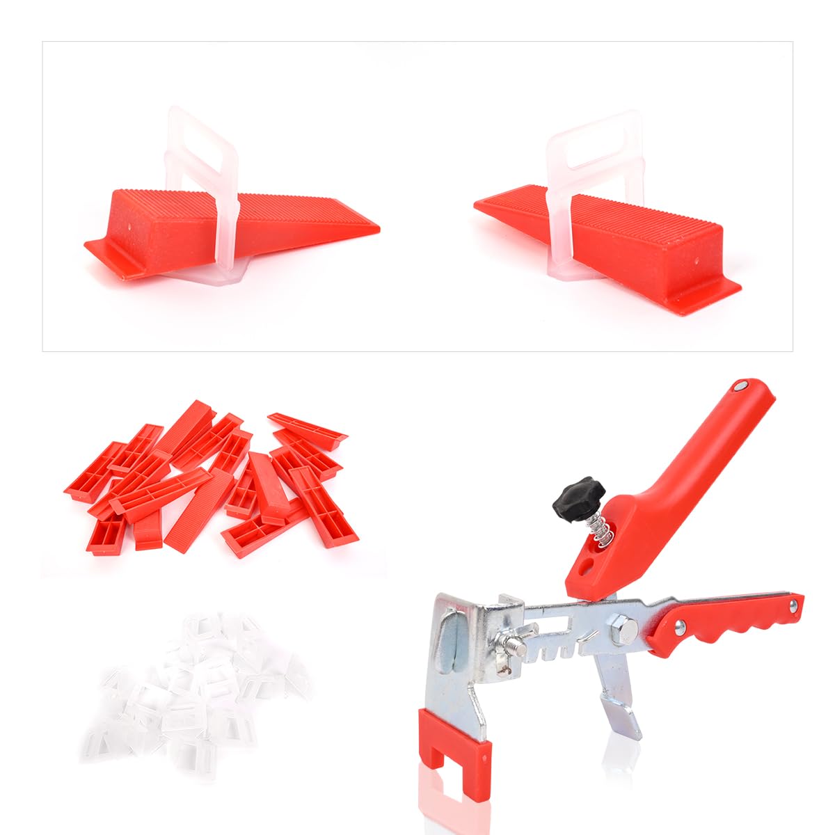 hmsw 500PCS Tile Leveling System with Tile Plier - 2MM 400-Piece Tile Spacers Clips and 100-Piece Plus Reusable Wedges Professional Tile & Stone Installation Tools Set for Wall and Floor
