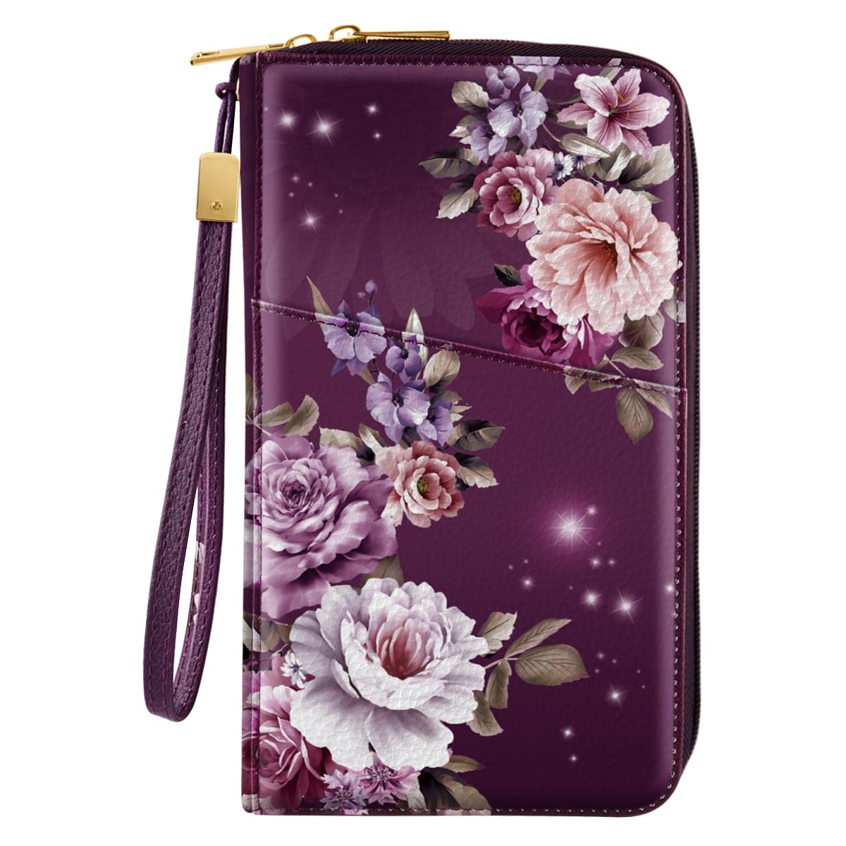 Simikol Family Passport Holder Wallet RFID Blocking Document Organizer PU Leather Mulit-purpose Travel Wallet Credit Cards Case for Women Men,Purple