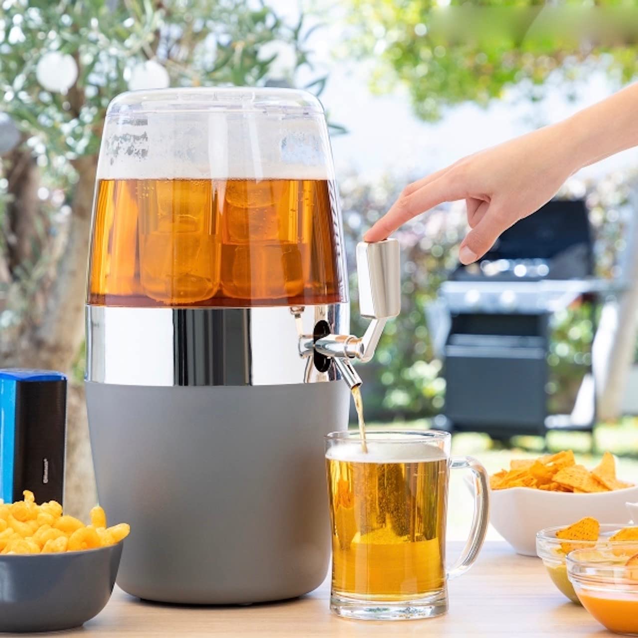 MODEZVOUS - Distributeur Boisson avec Double Tube Réfrigérant pour Glacon et Robinet - Tireuse à Bière - 4 litres