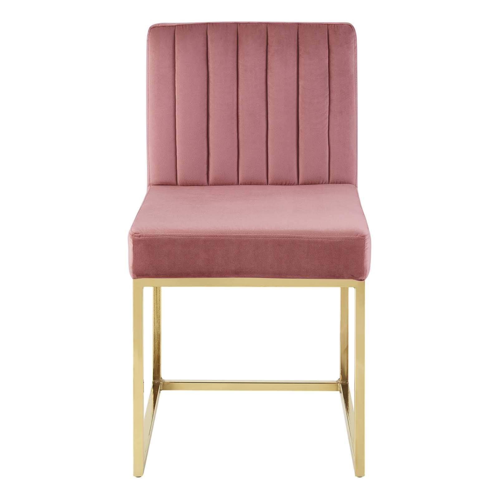 Carriage - Juego de 2 sillas de comedor de terciopelo de alto rendimiento, color dorado rosa polvoriento 6