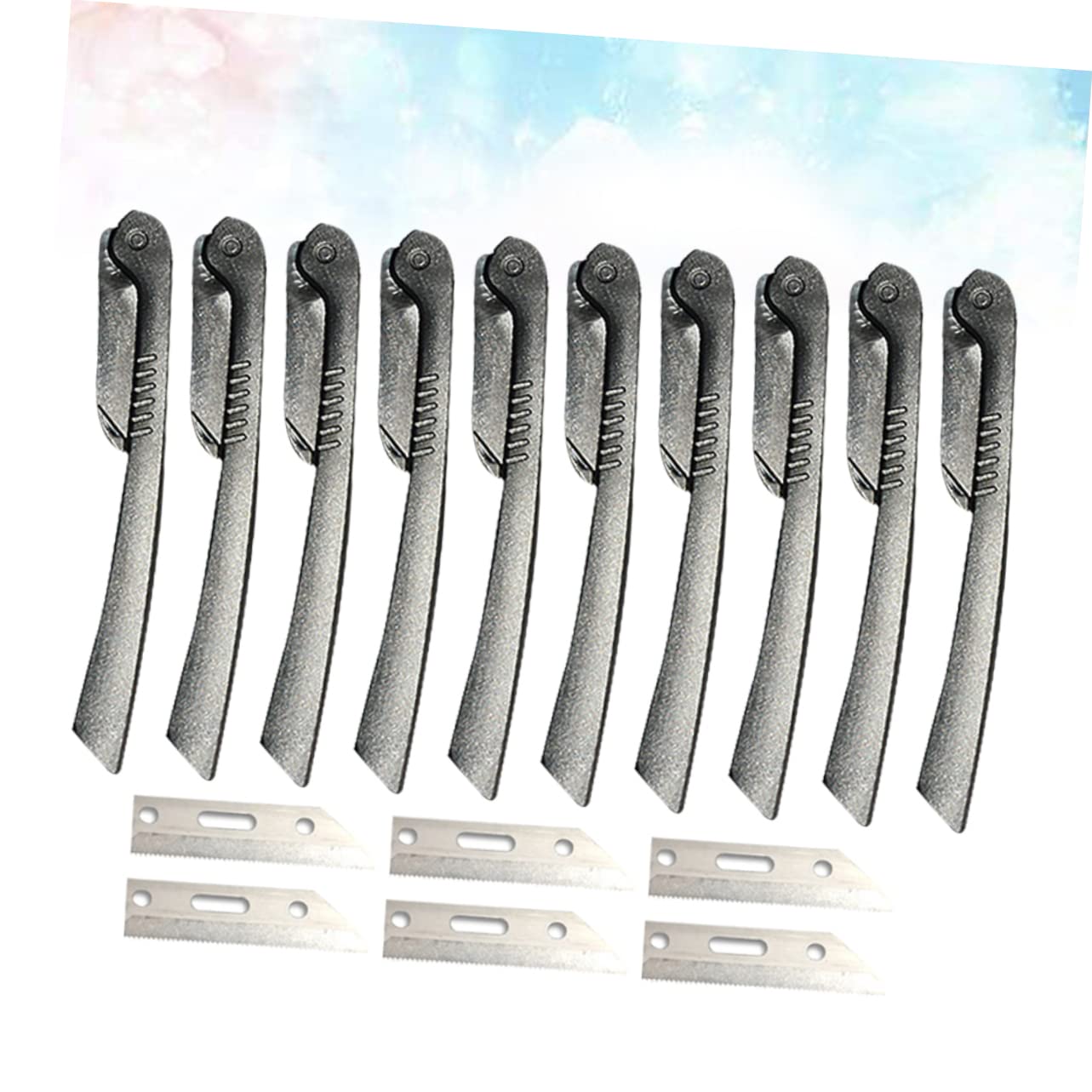 FOMIYES 3sets Foldable Eyebrow Trimmer Stainless Steel Replaceable Blades Portable Makeup Tool for Precise Eyebrow Shaping Lightweight and Easy to Clean Black