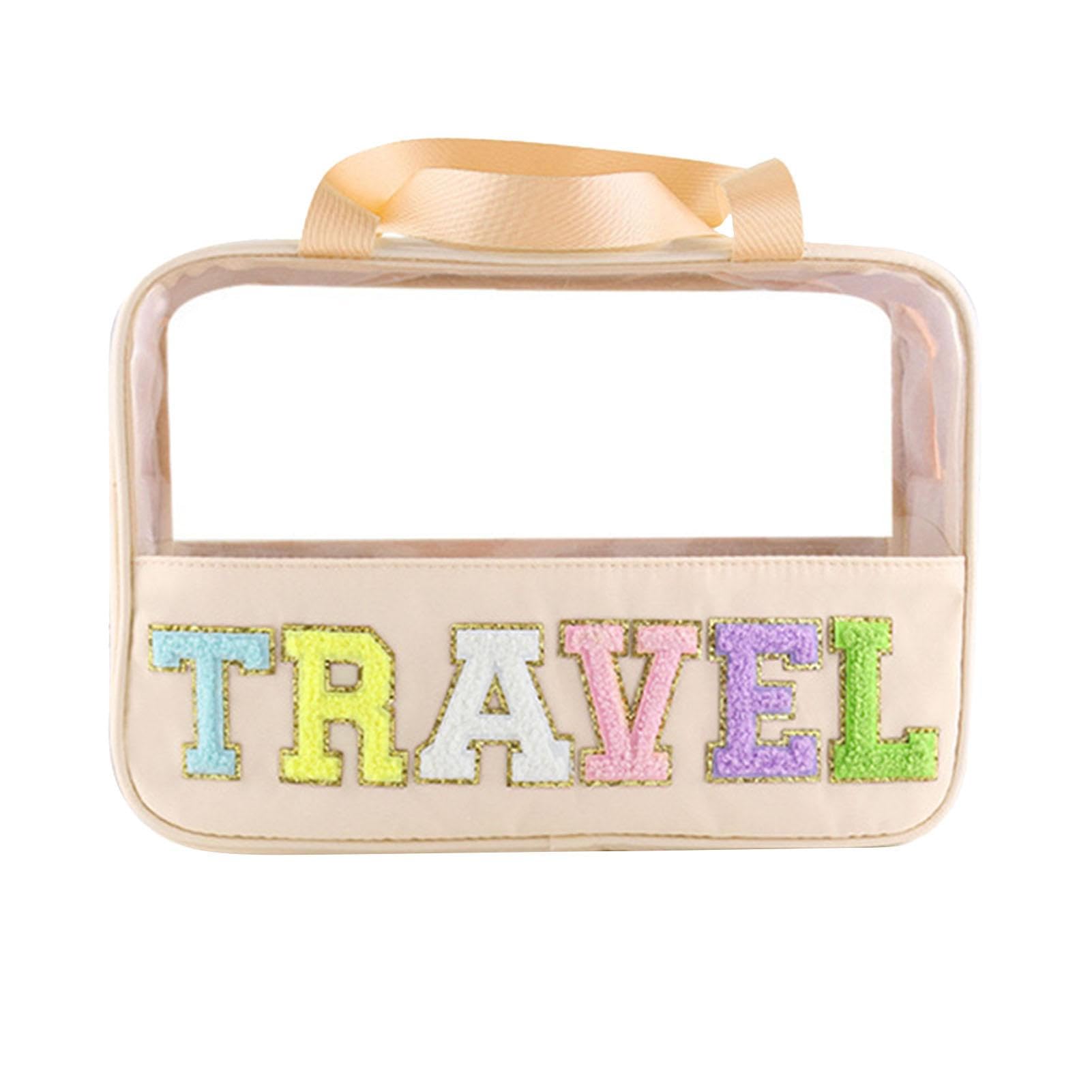 Chenille Letter Bag,Travel Toiletry Snack Pouch with Zipper - Travel Essentials For Women Makeup Organization, Toiletry Bag For Business Trips, Travel, Gym Ngumms