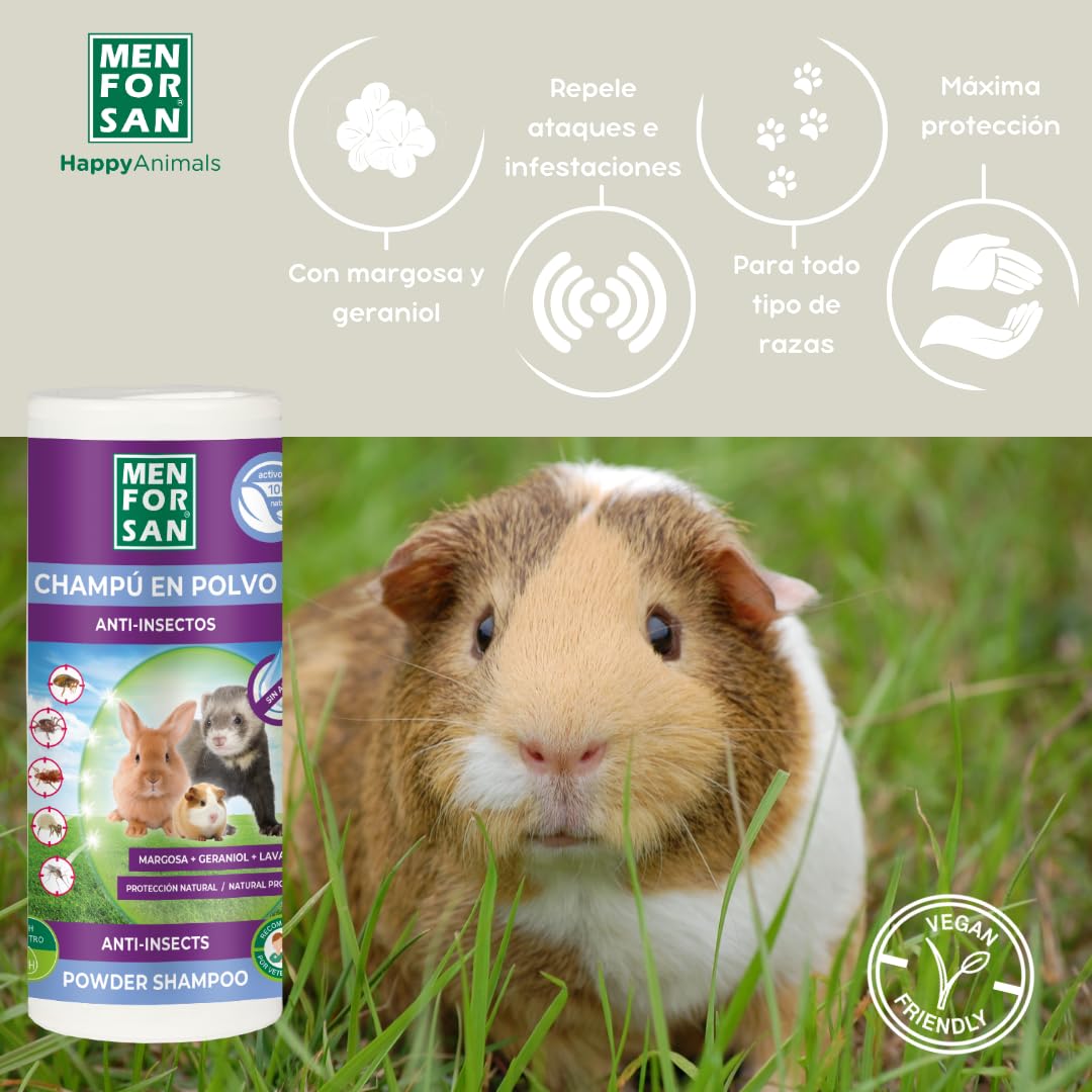 MENFORSAN Shampooing Répulsif en Poudre pour Rongeurs 250gr, Nettoyage à Sec Vegan