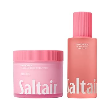 Saltair Pink Beach Hydration Duo Glow Body Oil & Glow Body Butter Skin Firming Body Oil & Hydrating Body Butter For Soft Skin 2 Count
