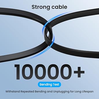 3M/10FT Flat USB C Cable, Extra Long USB A to USBC Charging Power Extension Cord for Home Security Cameras, Phones, Tablets, Gaming Controller and More USB C Devices, Support Data Transfer-White