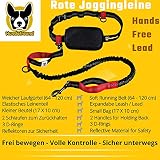 Guinzaglio mani libere per cani da jogging | Rosso e nero elastico e riflettente di 120 – 170 cm | Per corerre, canicross, passeggiate ed escursioni - 3