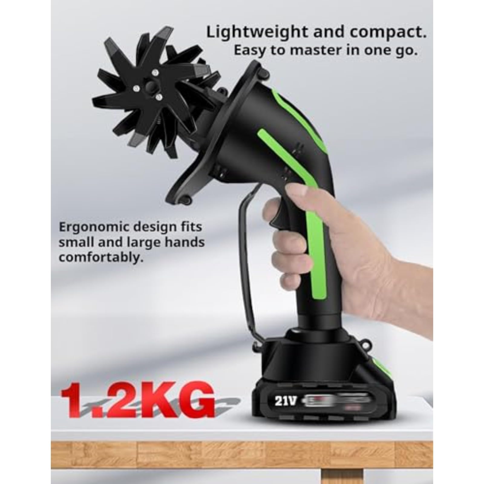 Motoculteur et cultivateur sans Fil avec rallonge, cultivateur de Jardin électrique, 2 Batteries et 1 Chargeur, pour Le désherbage, l'ameublissement du Sol et l'entretien de la pelouse