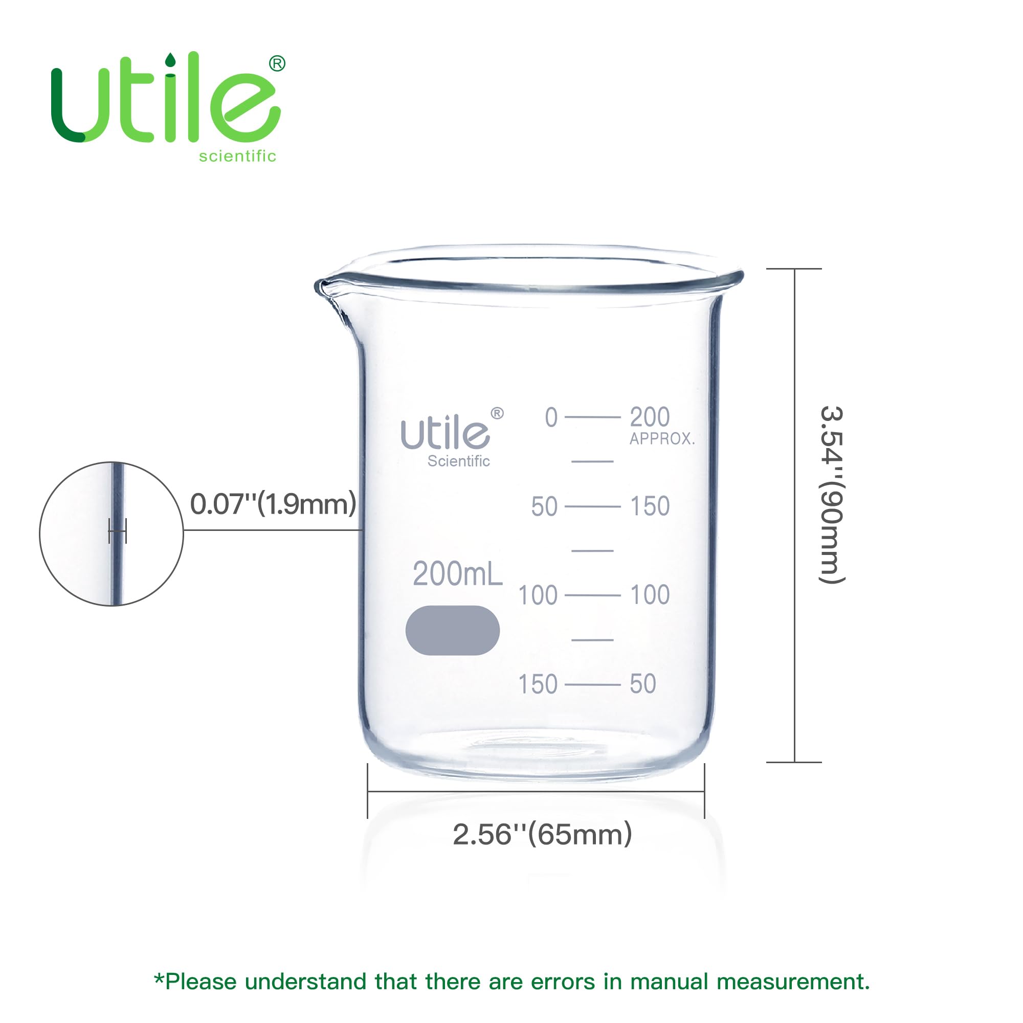 Utile Set di 12 bicchieri in vetro, bicchieri vol.200 ml, bicchiere in vetro con graduazione stampata a doppia scala, 4000.0200.12-X