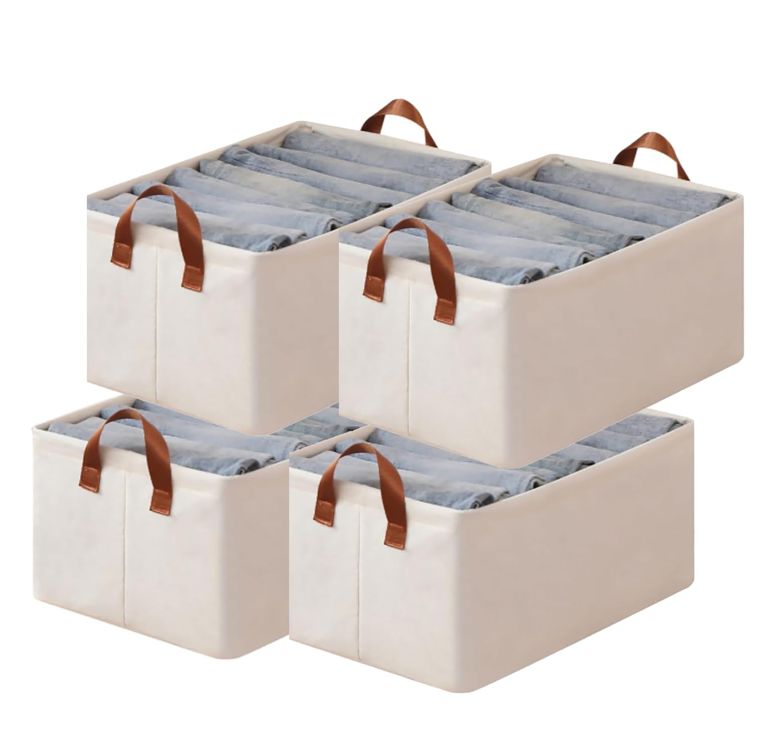 House of Quirk 4pcs Store Wardrobe Organizer For Clothes With Metal Fram Foldable Storage Box, Clothing Storage Boxes For Pants, Shirt, Sweaters, Jeans, Socks (Dark Grey)