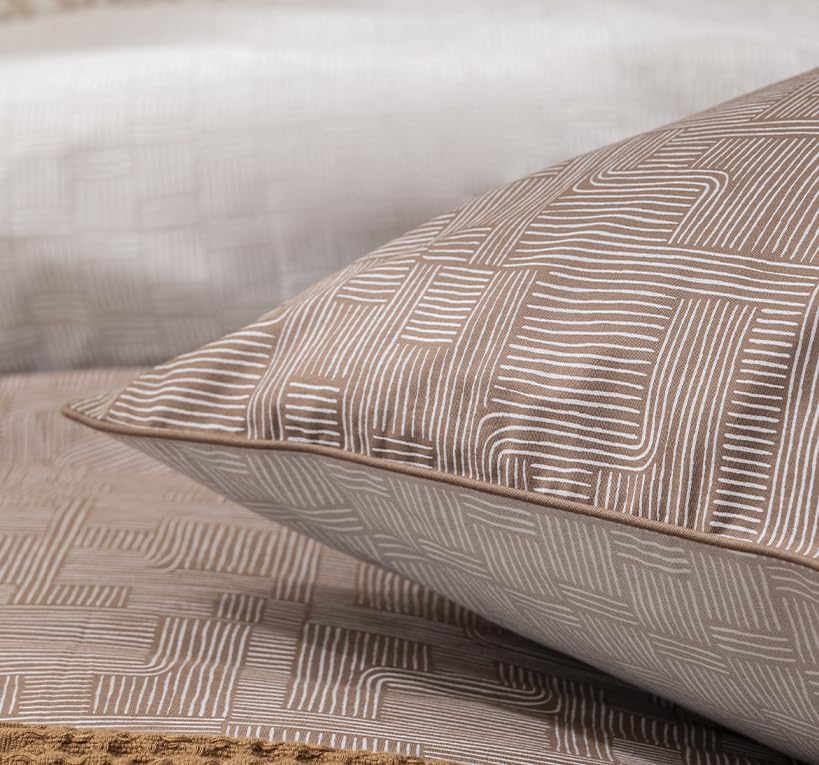 Housse de couette percale de coton Essix pour grand lit beige