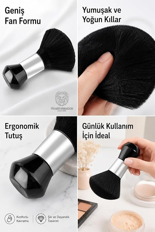 Transformacion Profesyonel Berber Ense Fırçası Kuaför Boyun Toz Alma Ve Saç Kıl Temizleme Fırçası Ergonomik Yumuşak Kıllı Sakal Temizleme Fırçası 718816