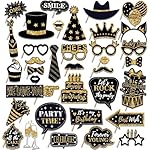 HARZHI Photo Booth Props Kit for Birthday Wedding Party Supplies Carnival Crazy Dance Decor Photobooth Funny Cute Holiday Selfie Supplies Masked Ball (36 Pcs Birthday) - Image 2