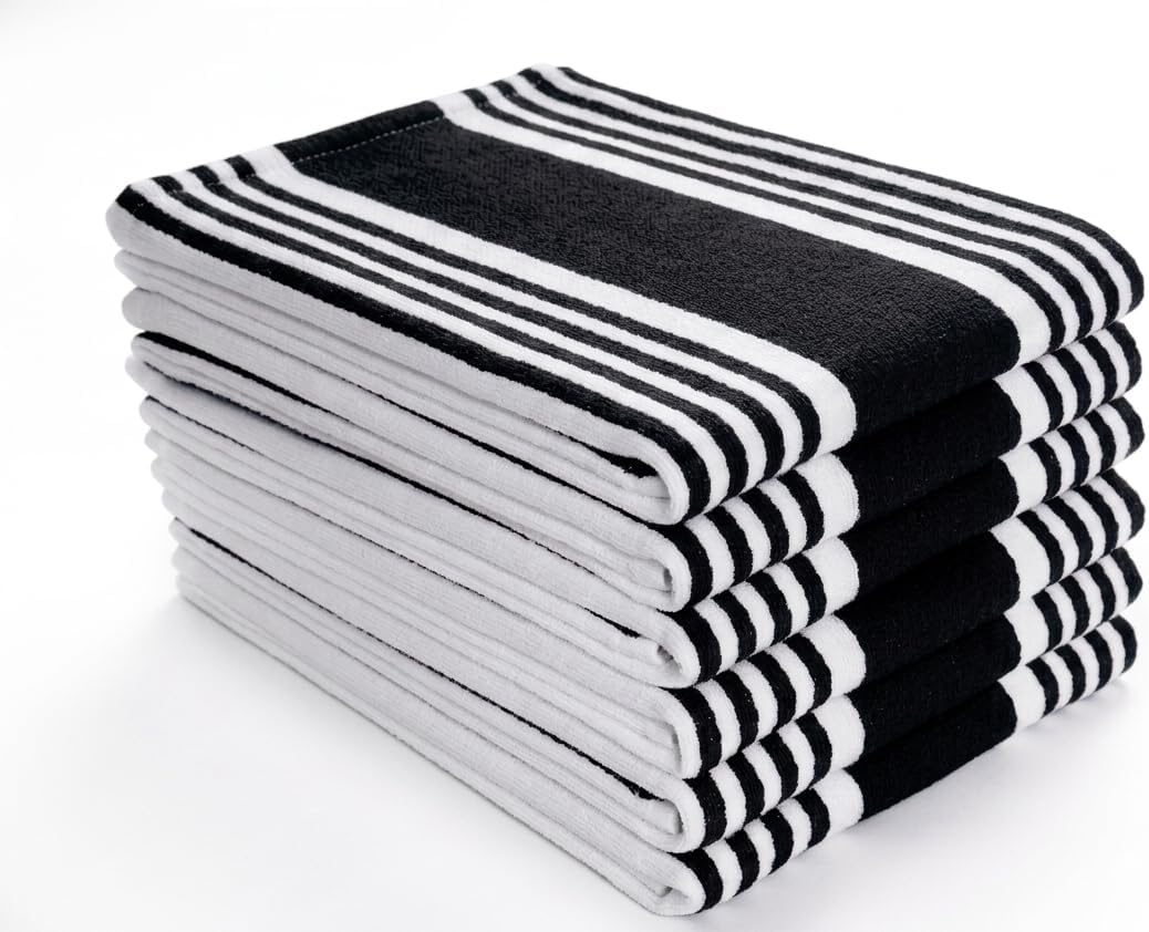 AMOUR INFINI Premium Kitchen Towels 100% Cotton Pack of 6, Highly Absorbent Quick Drying Super Soft Premium Dish Towel for Kitchen with Hanging Loop Hand & Tea Towels - 20x30 Inch (Sage Green)
