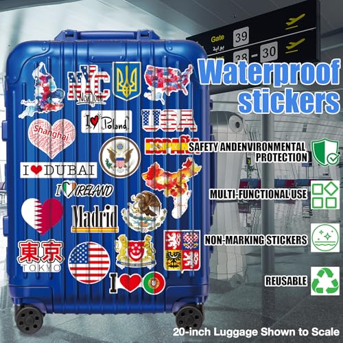 Image of Flags of The World Stickers - Premium Country Flag Stickers Set - Durable World Flags and Country Sticker Waterproof Decals for Car Bumper /Truck /Motorcycle /Helmet /Laptop /Window /Box