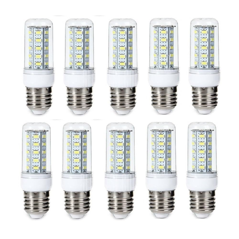 NXCVBNKZJ KJXP Lighting, Pack of 10, LED Corn Light AC220V E27 6W SMD5730-36LED Clear Lampshade 650LM Lamp(Warm White)