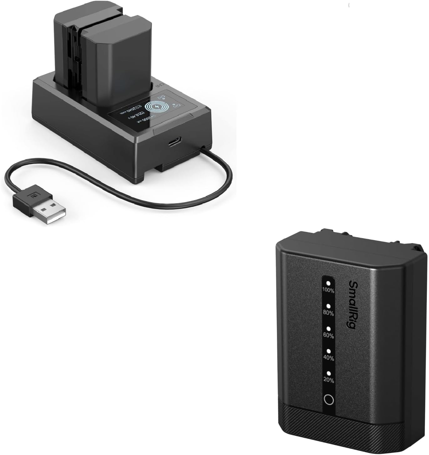 SMALLRIG Replacement Camera Battery Charger Set and NP-FZ100 Camera Battery for Sony