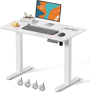 JOY worker Small Glass Standing Desk, 35" x 20" Electric Whole Piece Height Adjustable