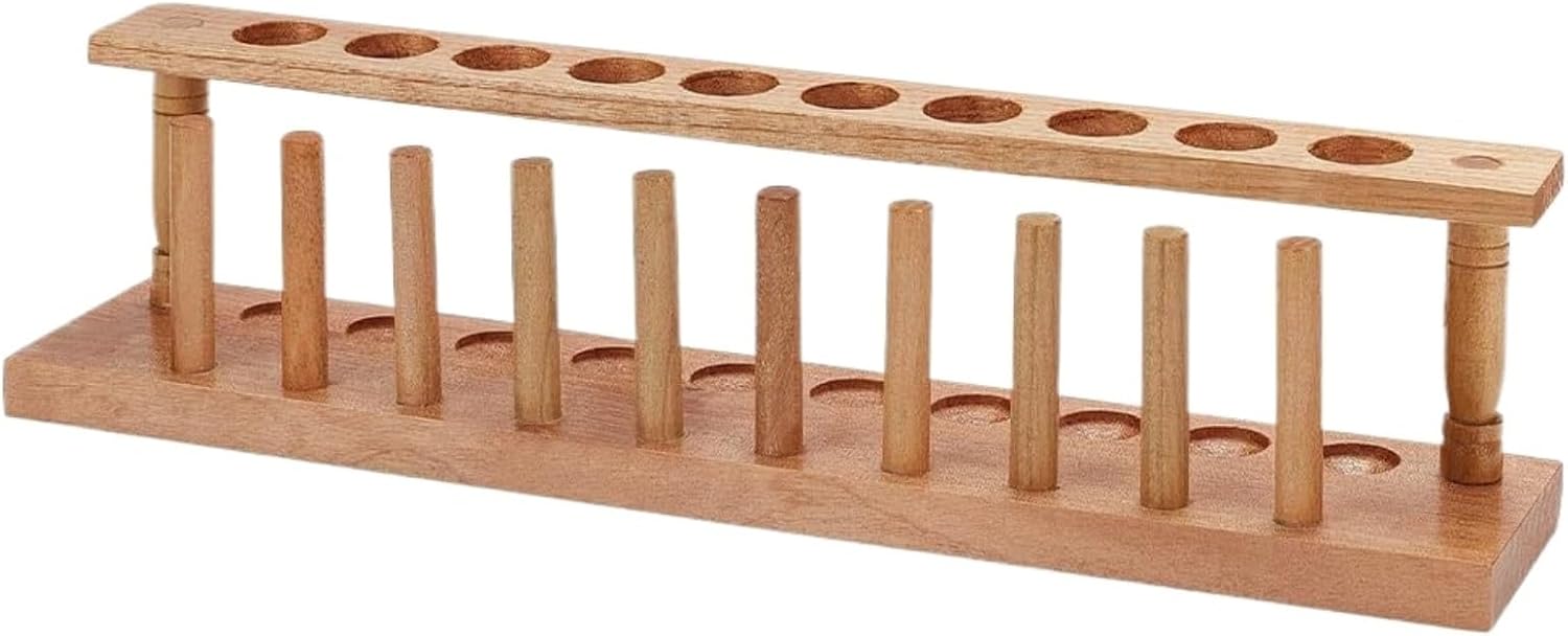 Tube Rack 10 Hole Wood Test Tube Holder with Drying Rack for 20mm Science