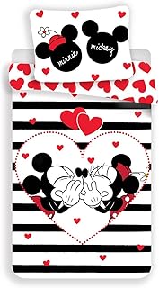 Disney Minnie & Mickey Stripes Parure Copripiumino Cotone