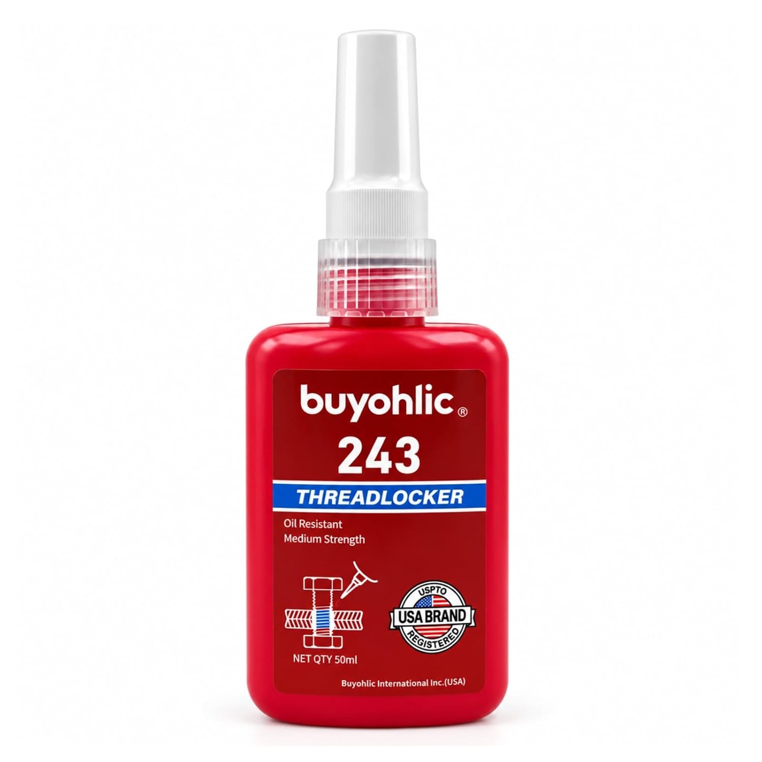 Buyohlic Thread Locker 50ml Removable Locking Glue for Nuts & Bolts (242 – Medium Strength)