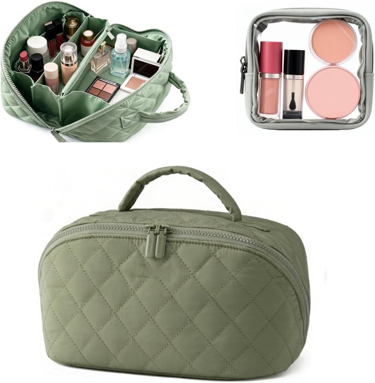 Travel Makeup Bag for Women, 2026 New Expandable Makeup Bag, Large Capacity Water-Resistant Organizer for Travel Toiletries & Brushes