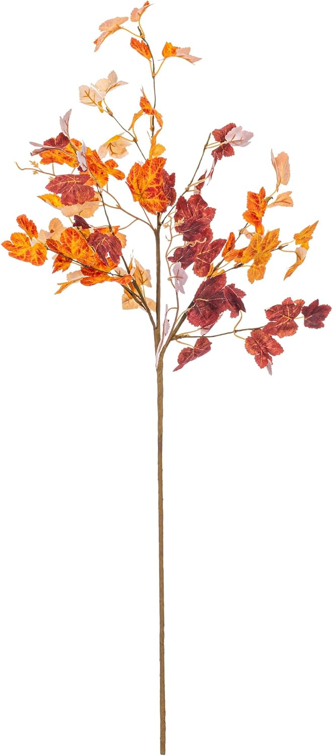 Vickerman 34" Artificial Orange Fall Maple Leaf Spray, 2 per Bag.