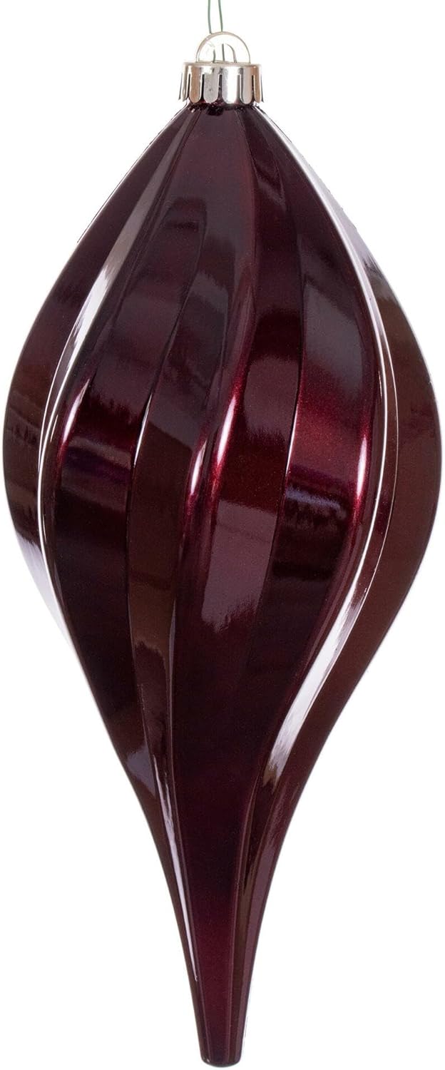Vickerman 12" Burgundy UV Candy Swirl Drop Christmas Ornament