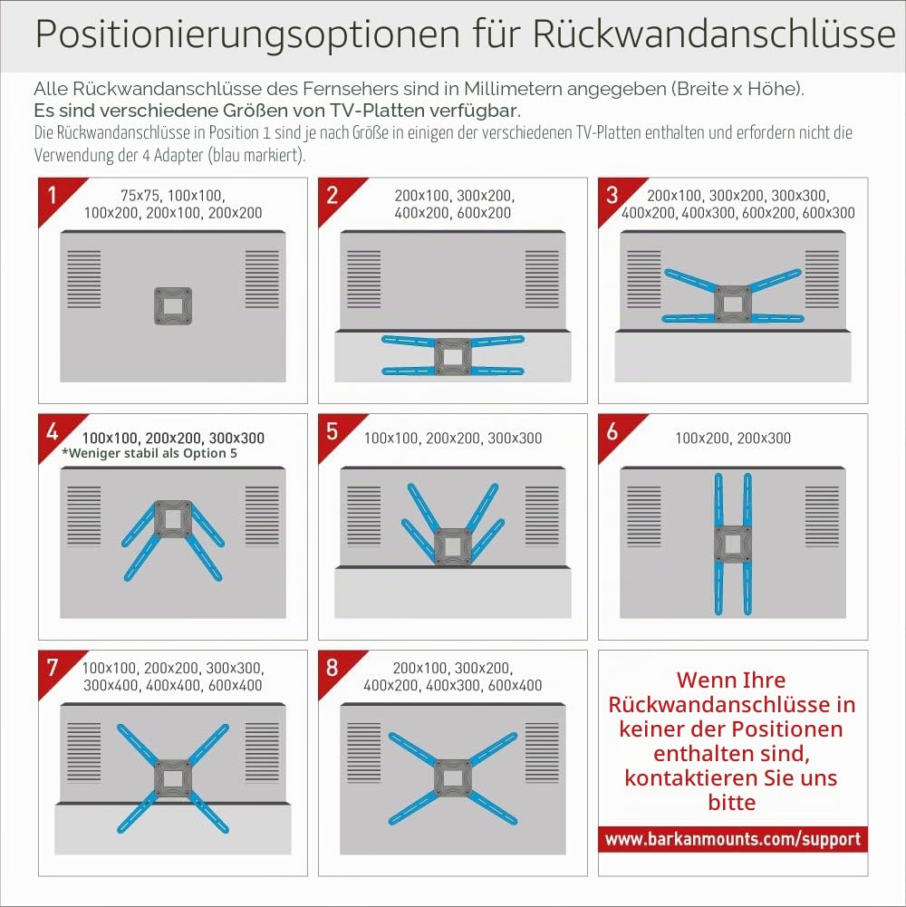 Barkan 1 Meter lang TV Wandhalterung, 13 - 90 Zoll Doppelarm, Schwenkbar / Vollbewegung flach & Curved Fernseher Halterung, hält bis 60Kg, Extra stabil, 104cm, für LED OLED LCD, Max. VESA 600x400