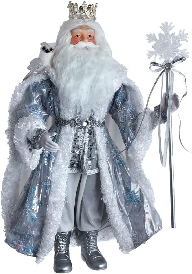 Kurt Adler 21-Inch Silver, White and Lavender Blue Standing Santa