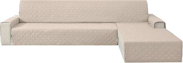 YSTELLAA 3 Seater Long Sofa Chaise Cover, Stain Resistant, Beige