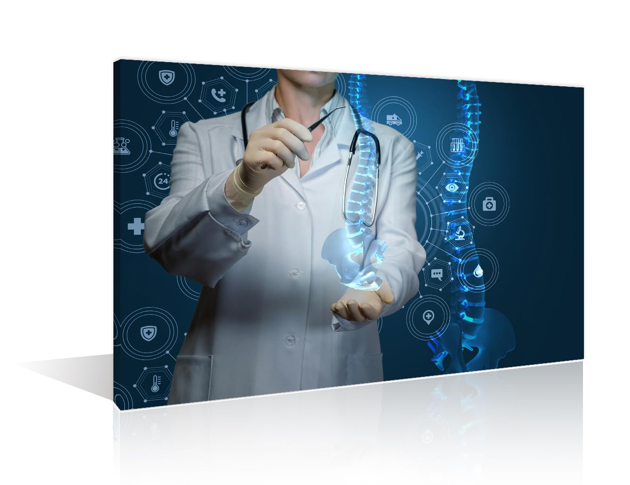 Health Care Concept Pictures Large Wall Art Worker of Medicine Treats the Human Spine Wall Prints Posters & Prints 1 Panels Medical Paintings Giclee Print Gallery Packaging Artwork 24"Wx36"H