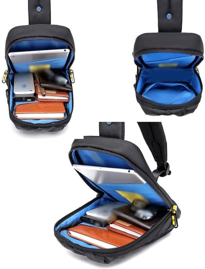 Mens Chest Shoulder Bag Functional Crossbody Backpack with Blocking Pocket for Travel Business