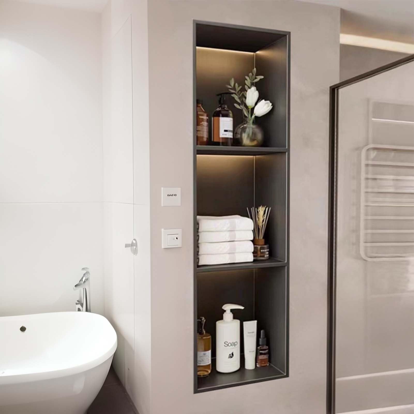 Étagère de douche en acier inoxydable pour organiser vos soins sans abîmer le carrelage mural