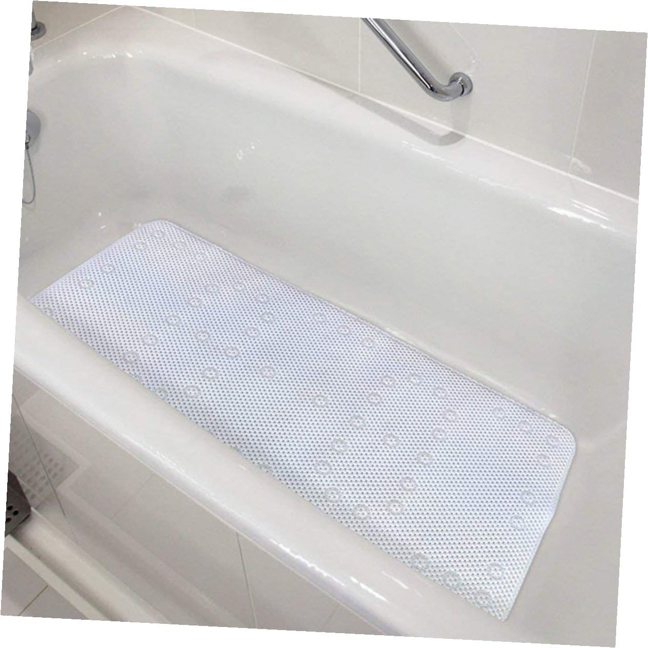 Unomor Non-Slip Bathtub Mat with Suction Cups and Drain Holes Comfortable Shower Pad for Adults Quick Drying Easy to Install Safe Bathroom Accessory