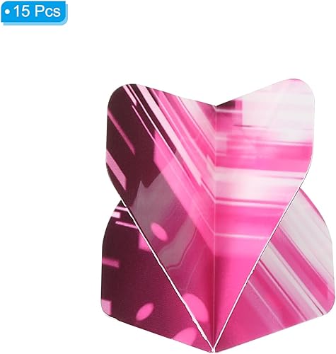 Miniatura 3 de PATIKIL Vuelos de dardos estándar extra gruesos, paquete de 15 vuelos duraderos para un mejor rendimiento, patrón de rayas gruesas, rosa