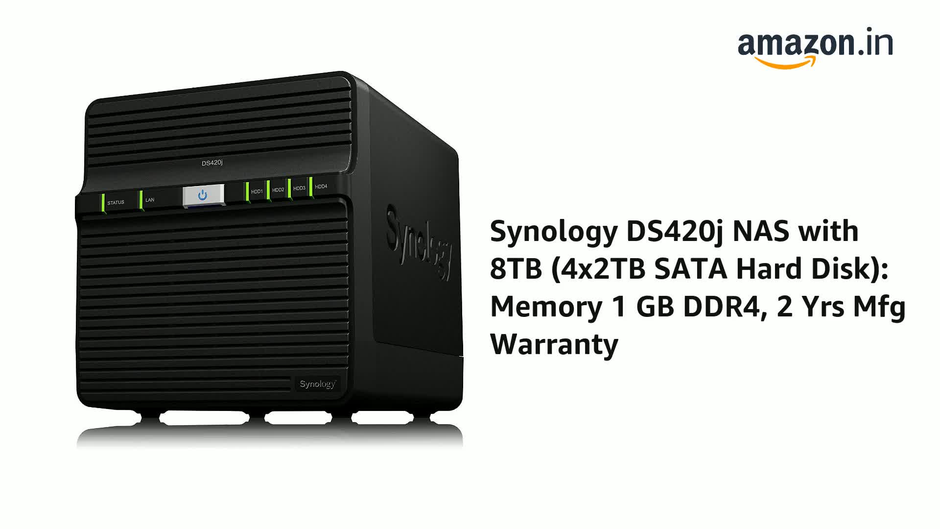 Synology DS420j NAS with 8TB (4x2TB SATA Hard Disk): Memory Synology DS420j NAS with 8TB (4x2TB SATA Hard Disk): Memory