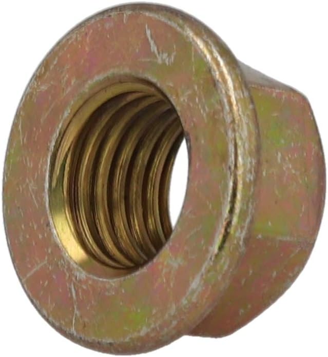 (300pcs) BelMetric M10x1.25 Metric Reduced 14mm Wrench Top Locking Yellow Zinc Plated Steel Flange Nut NTLH10X1.25YLW