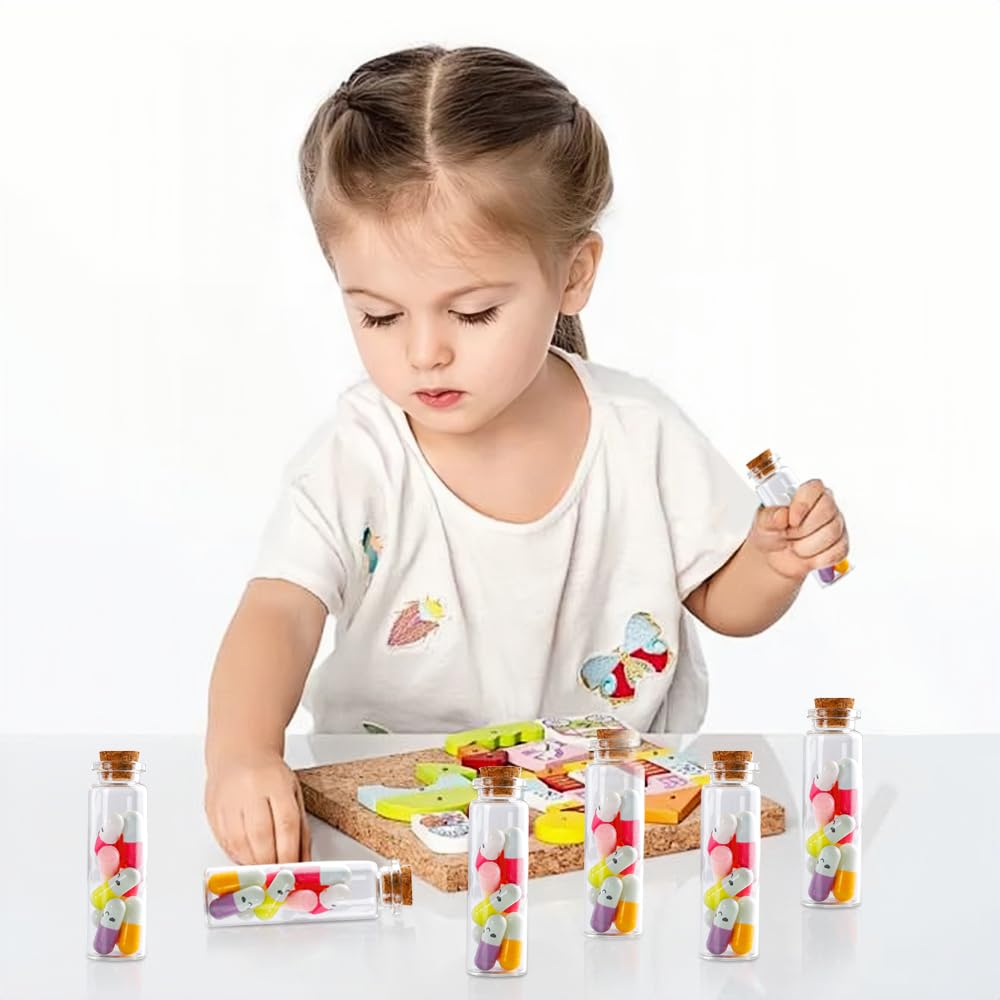 40 Fiole en Verre, 25 ml Petite Fiole en Verre avec Bouchon, Petite Bouteille en Verre avec Carte, Ficelle, Entonnoir, Pour Épices, Bonbons et Cadeaux DIY