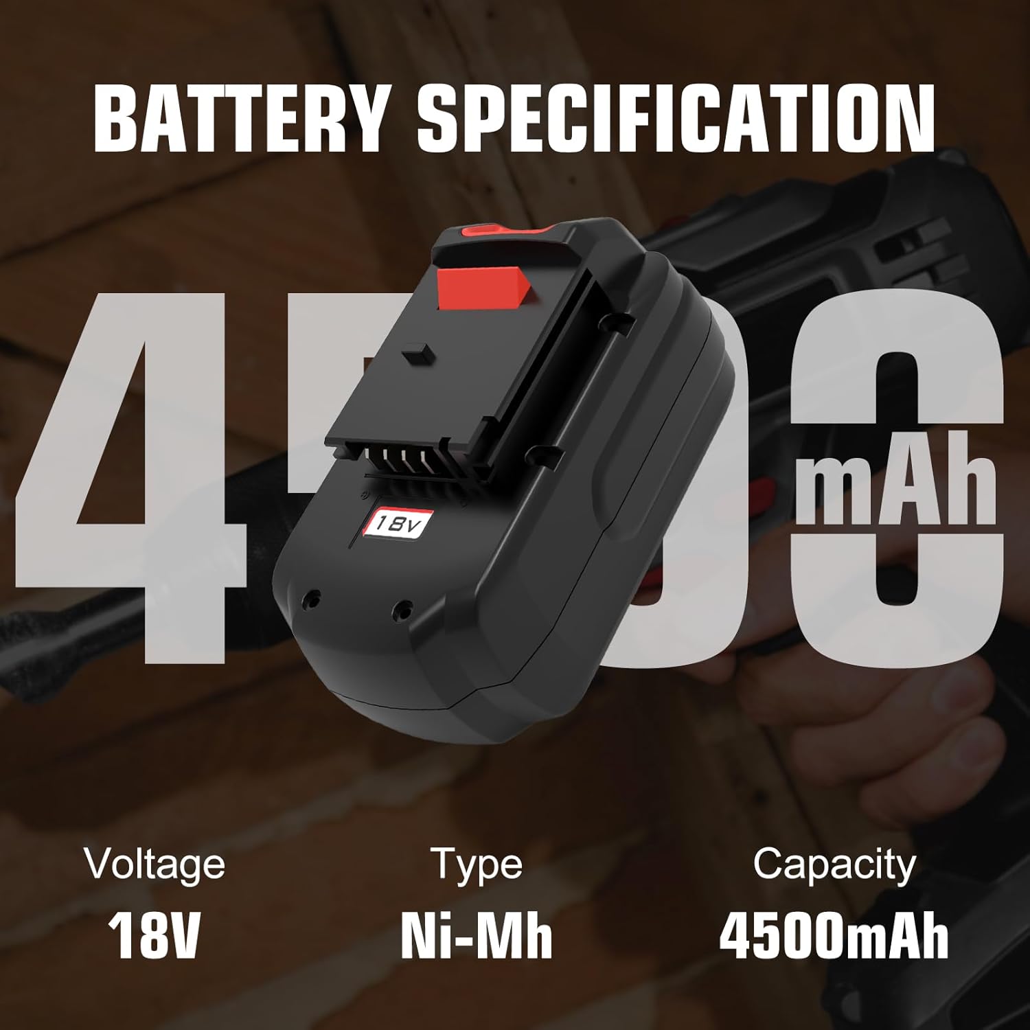2 Pack 4500mAh High Capacity Ni-Mh 18 Volt PC18B Replacement Battery and PCXMVC PCMVC Charger Compatible with Porter Cable 18V Battery PC18B PC18BL PC18BLEX PCC489N PC188 Cordless Power Tools(Red)