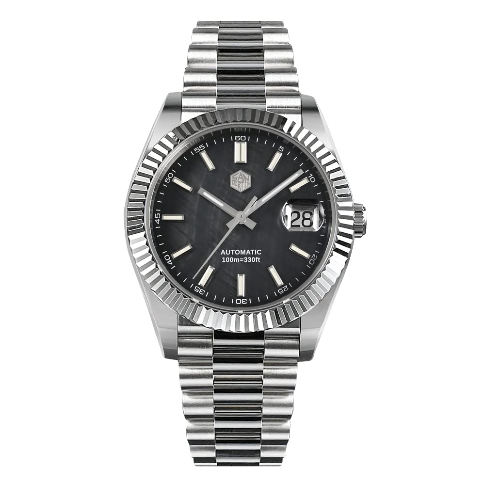 San Martin 40mm Vintage MOP Dial Retro Business Luxury Men Watch Sapphire Glass PT5000 Automatic Mechanical Wristwatches