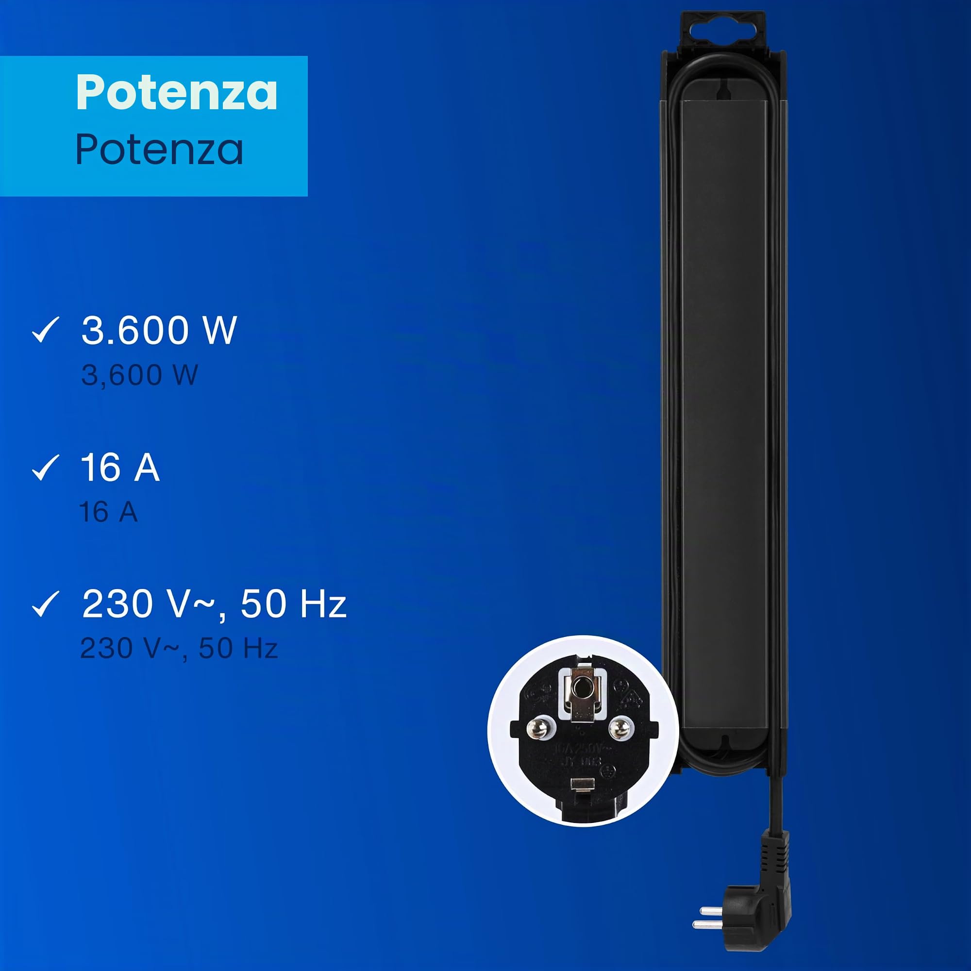 REV Supraguard - Ciabatta PC a 4 prese, colore: Nero