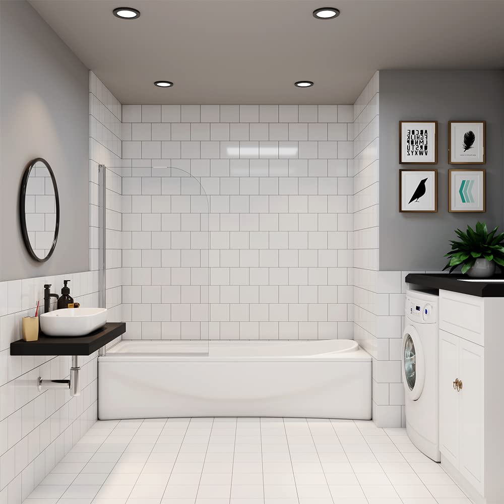 Skybathroom Ltd Chrome Sky Bathroom Bath Shower Screen 180° Pivot Screen Panel 800X1400mm Safety Tempered Clear Glass Frame