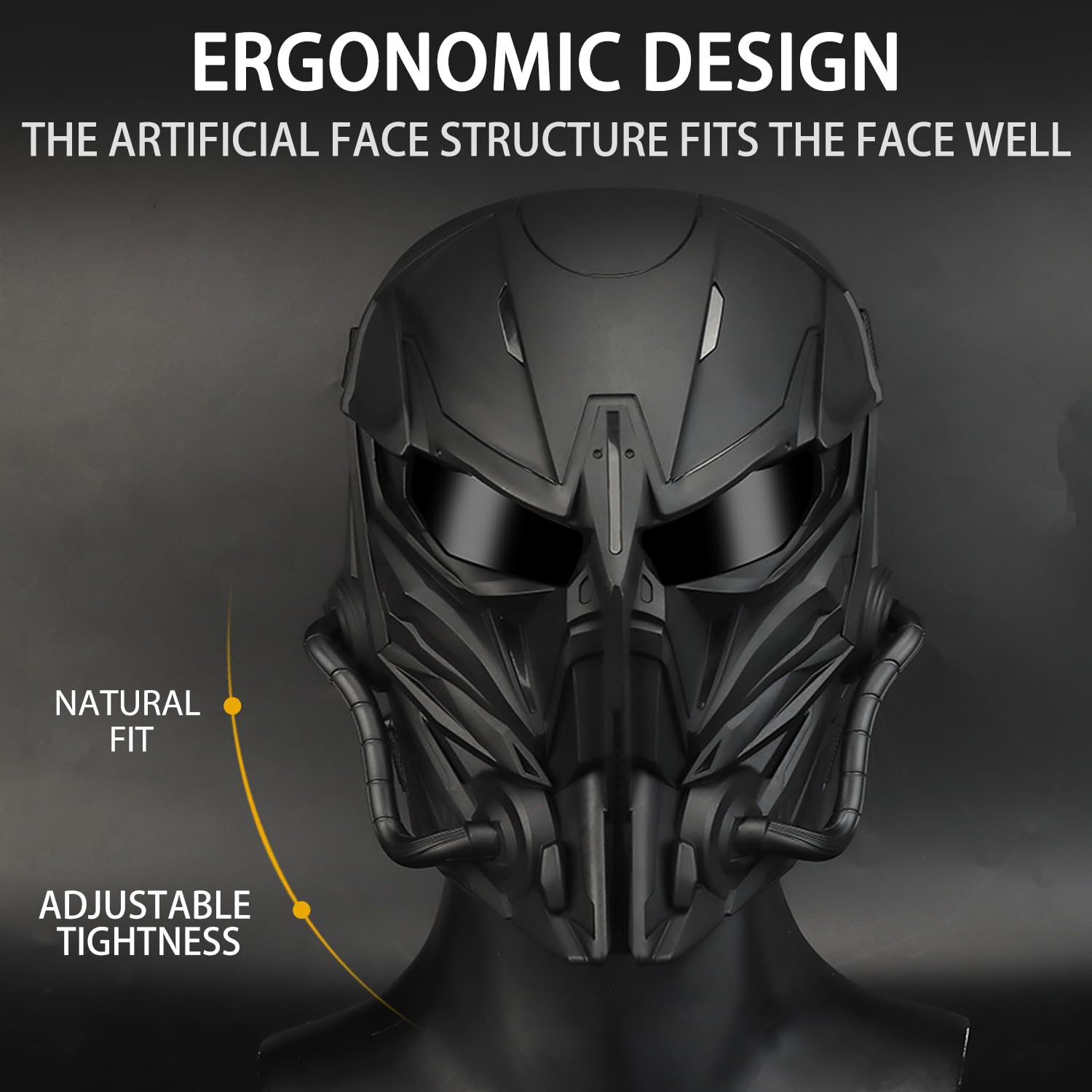 Maschera Airsoft Maschera integrale Alien Cosplay con occhiali per Halloween Cosplay Movie Props Paintball CS Gioco