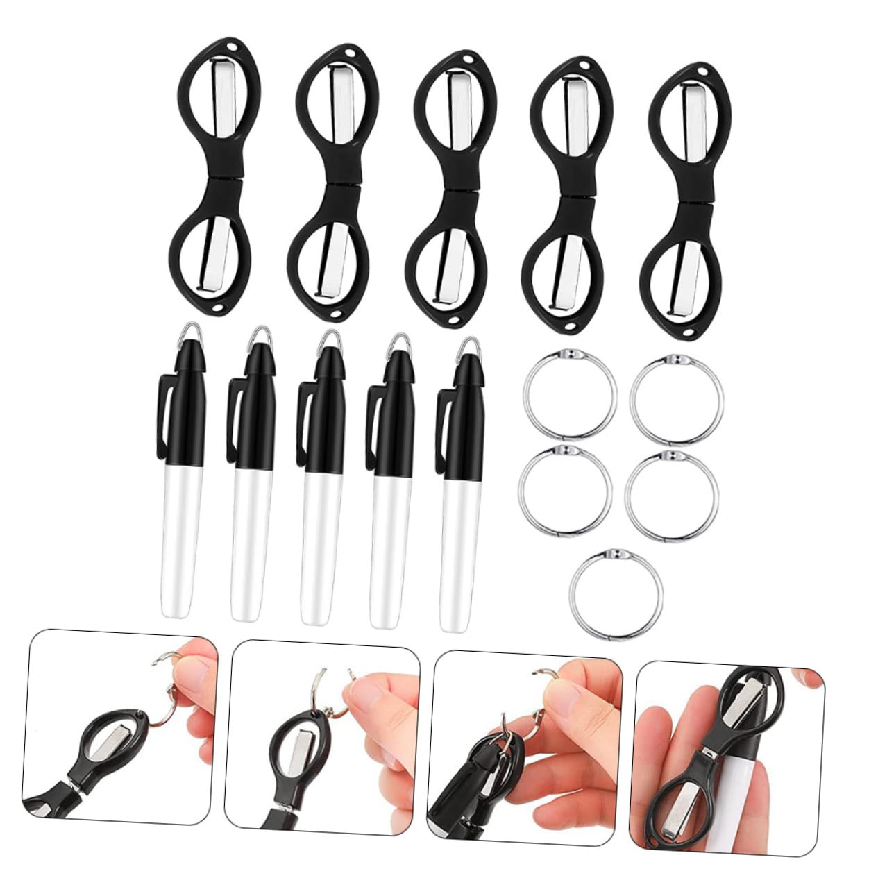 NUOBESTY 2sätze Pen Scissor Kit Teiliges Mit Faltbaren Scheren Und Markierungsstiften Für Ergonomisches Design Für Büro Und Schule