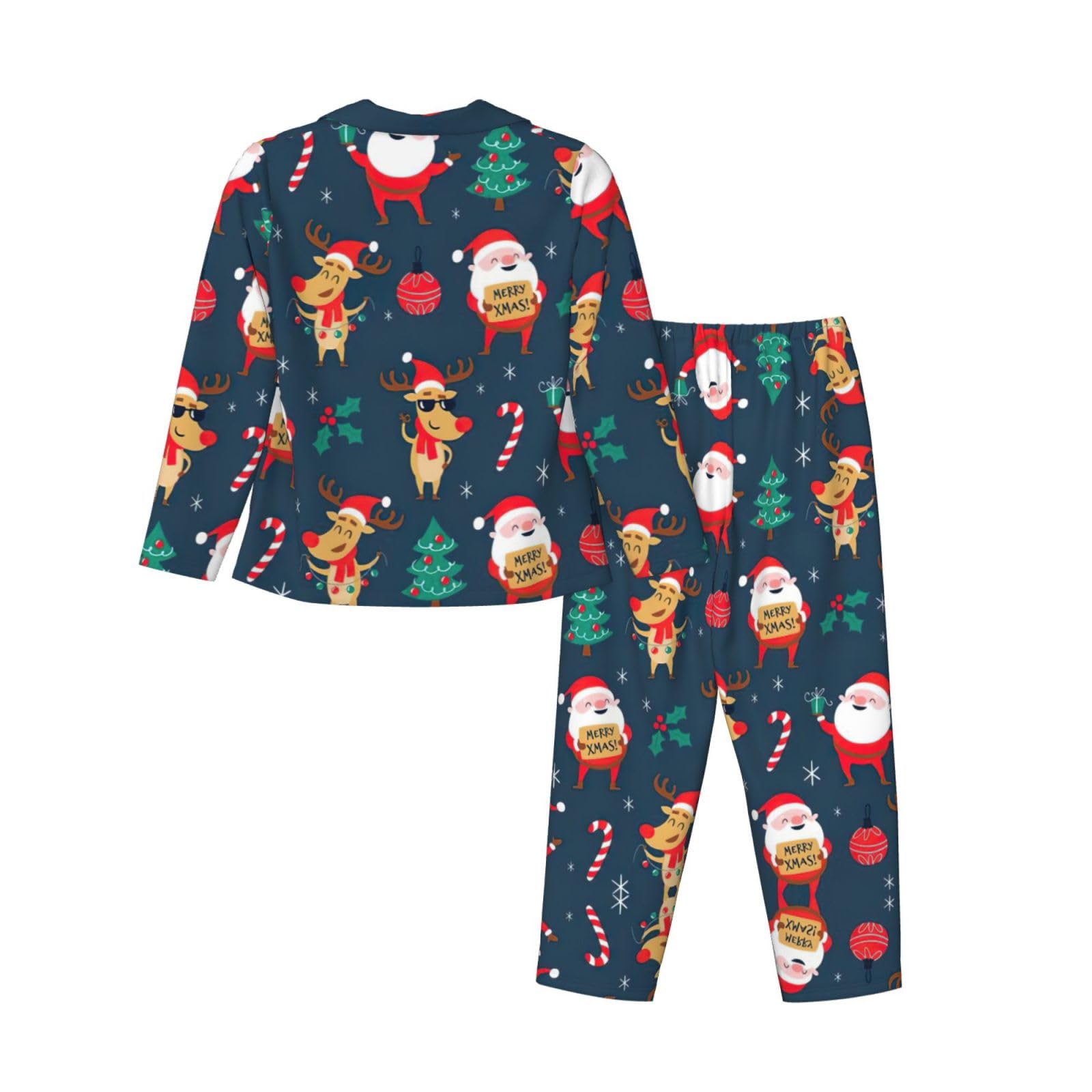 Conjunto de pijama de Papá Noel con estampado navideño para mujer, pijama familiar, para Navidad, Acción de Gracias y uso diario