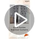 Image of Cloth Fusion Printed 100% Blackout Door Curtains 8 Feet Long Set of 2, Room Darkening Parda with Stainless Steel Grommets for Home Decor (8x4.5 Feet, Blue Lotus)