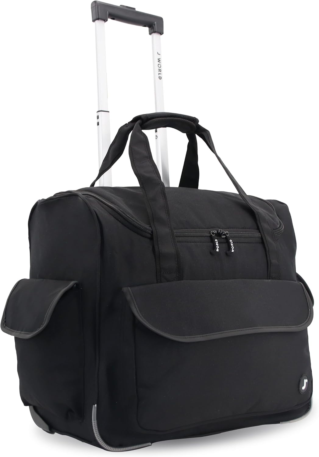 J World New York Donna Rolling Tote Bag on Wheels. Laptop Carry-On, Black (Measures 15 X 17 X 8.3 inches, Holds over 35 litres)