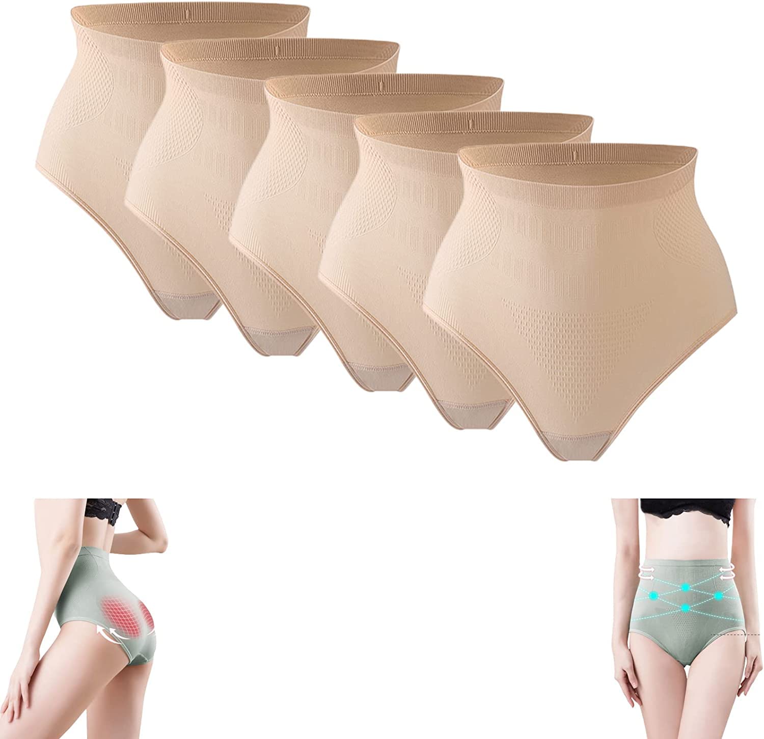 MEDSEF Graphene Honeycomb Vaginal Tightening and Body Shaping Briefs, Graphene Honeycomb Body Shaping Briefs for Women (Skin Color,Large)