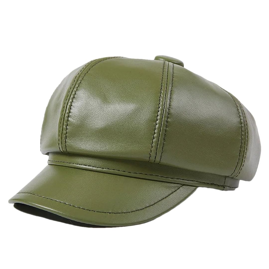 Gorra de piel auténtica para mujer, estilo vintage, de piel de oveja, estilo panadero, octogonal, para invierno, EN8, L