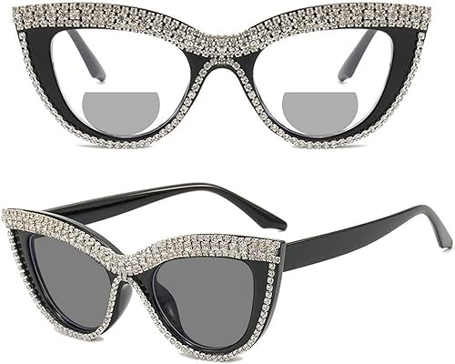 Gafas de lectura bifocales de ojo de gato fotocromáticas de transición de moda para mujeres, lectores de gafas de sol brillantes de presbicia